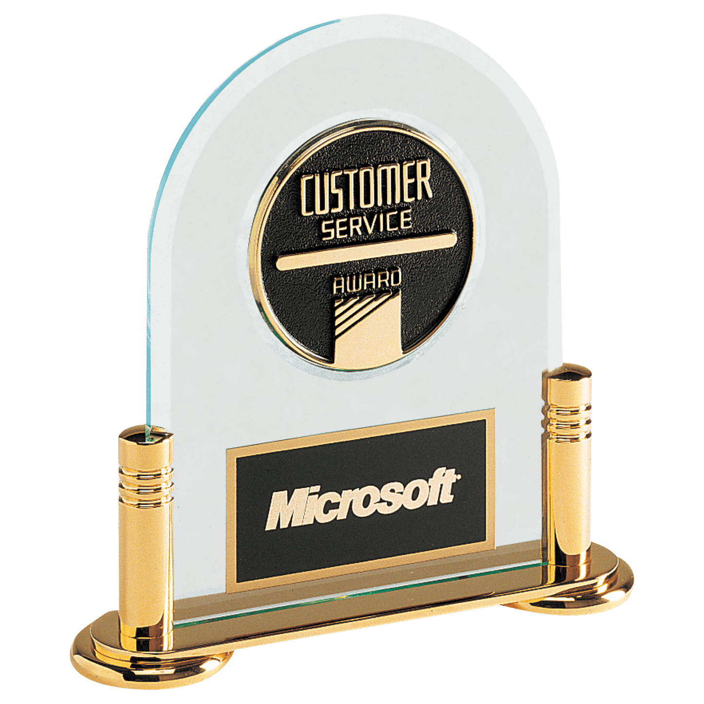 6" Acrylic CAM Award with Gold Base, Black Brass Plate (Medallion Sold Separately)
