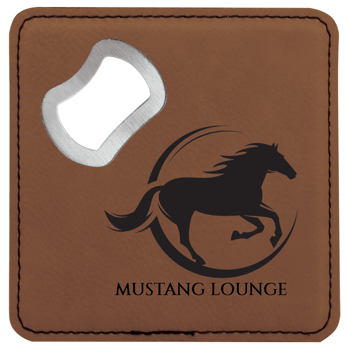 4" x 4" Square Laserable Leatherette Bottle Opener Coaster