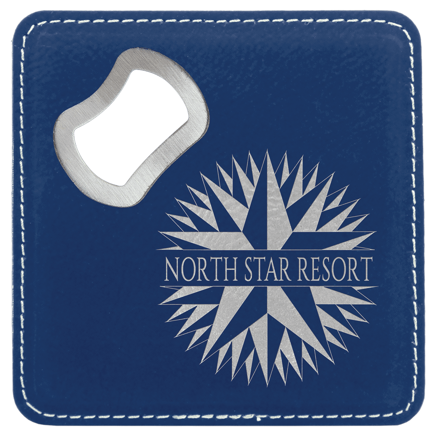 4" x 4" Square Laserable Leatherette Bottle Opener Coaster