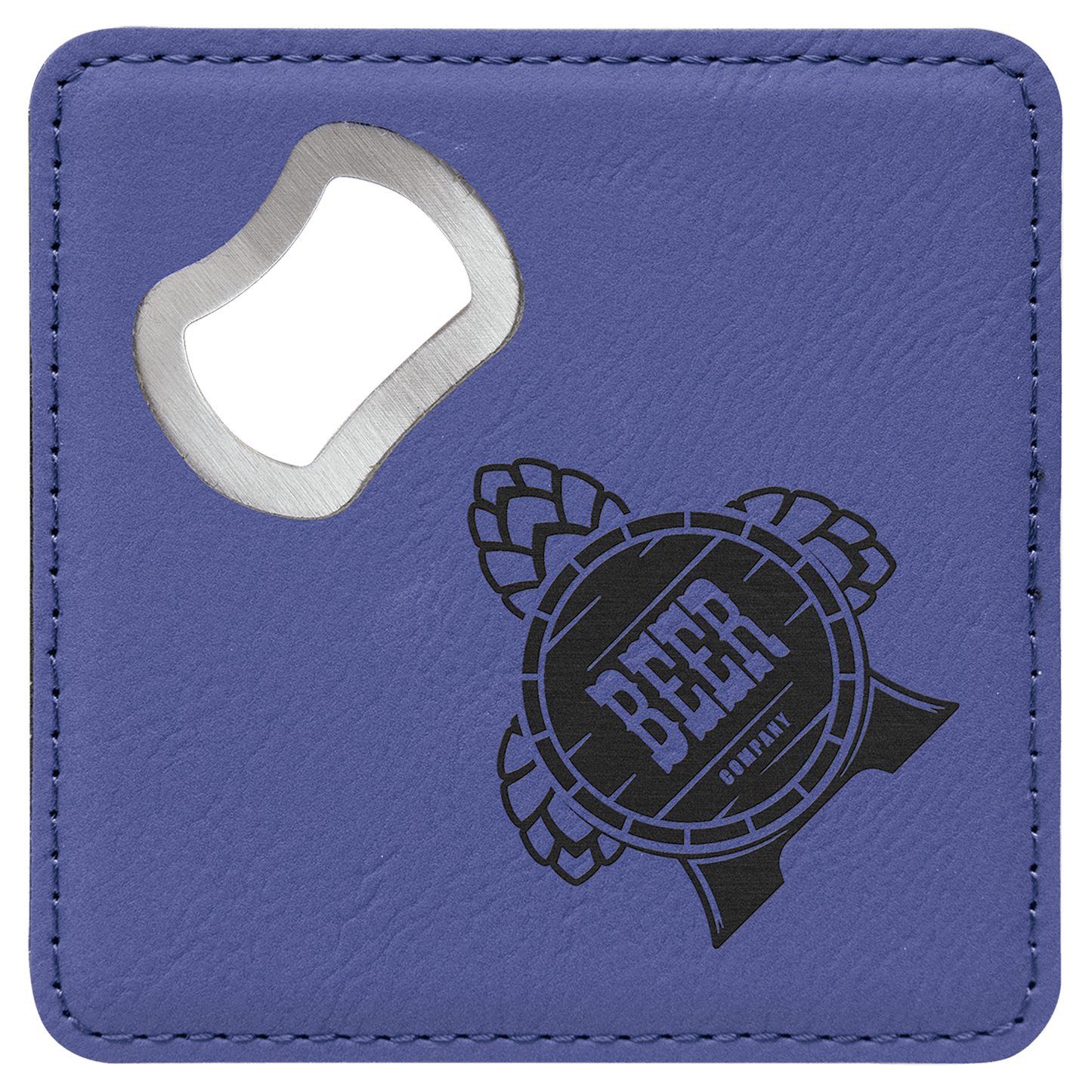 4" x 4" Square Laserable Leatherette Bottle Opener Coaster
