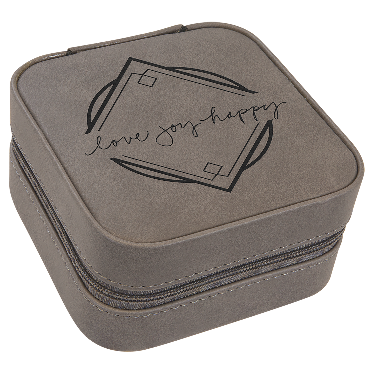 4" X 4" Laserable Leatherette Travel Jewelry Box with Tan Lining