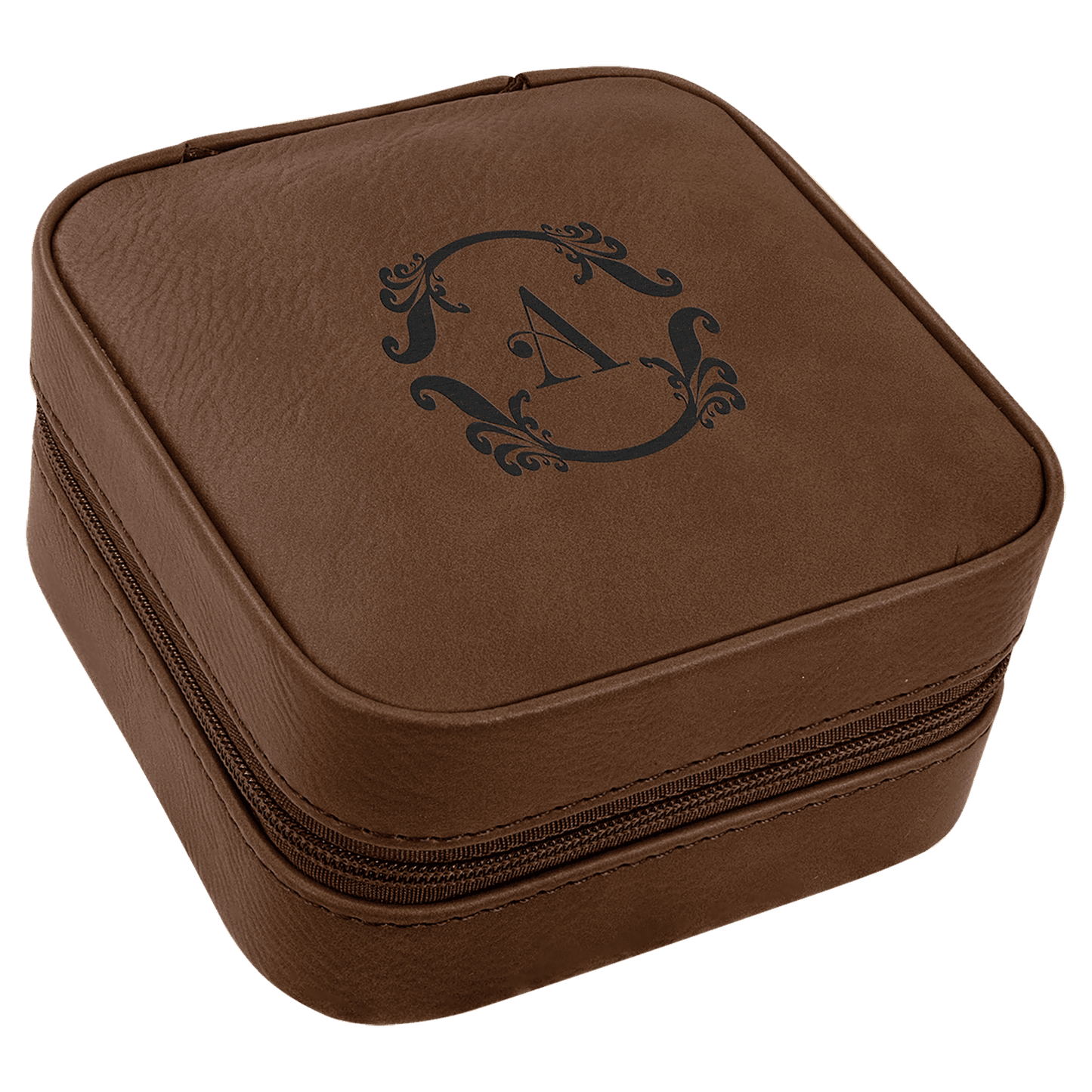 4" X 4" Laserable Leatherette Travel Jewelry Box with Black Lining