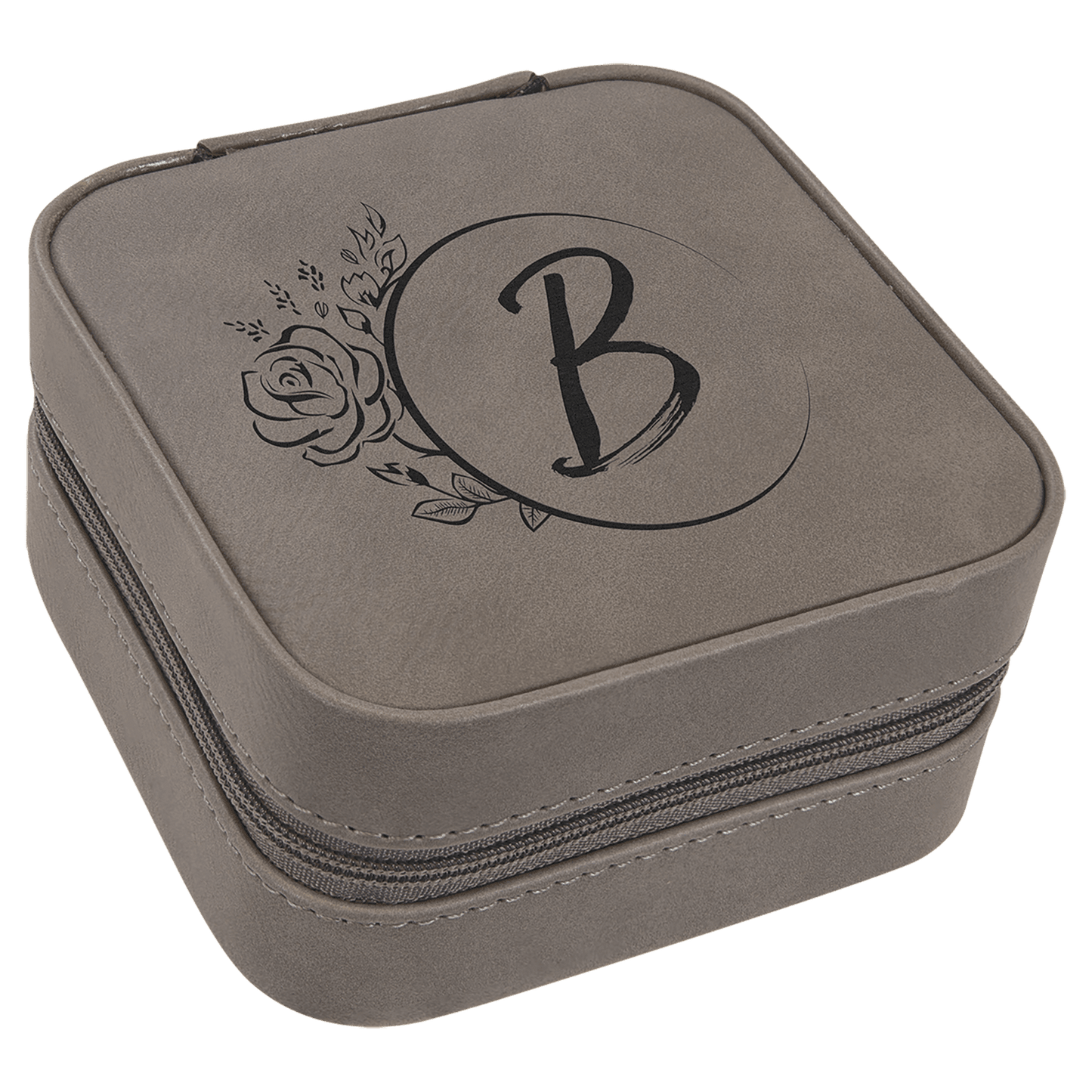 4" X 4" Laserable Leatherette Travel Jewelry Box with Black Lining