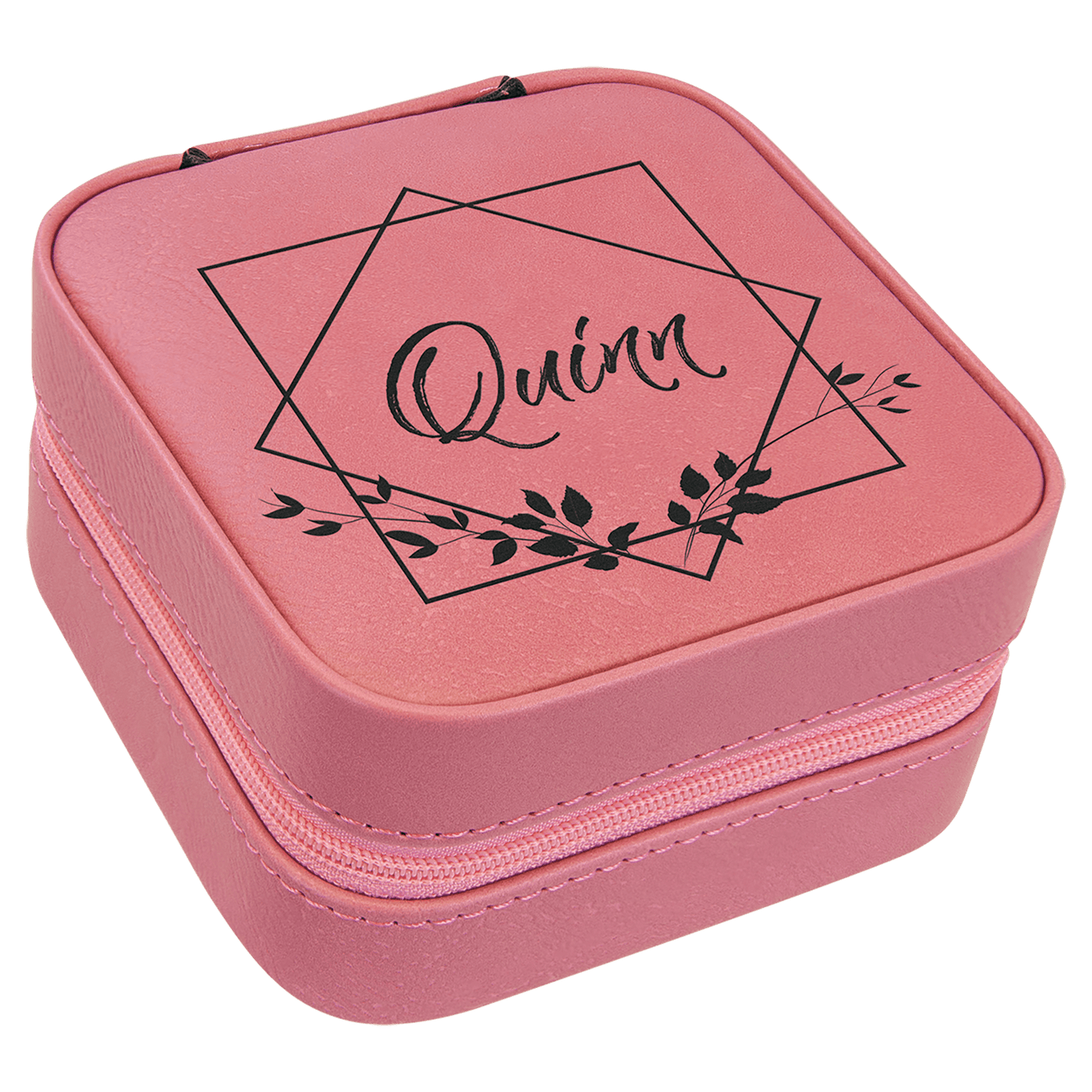 4" X 4" Laserable Leatherette Travel Jewelry Box with Black Lining