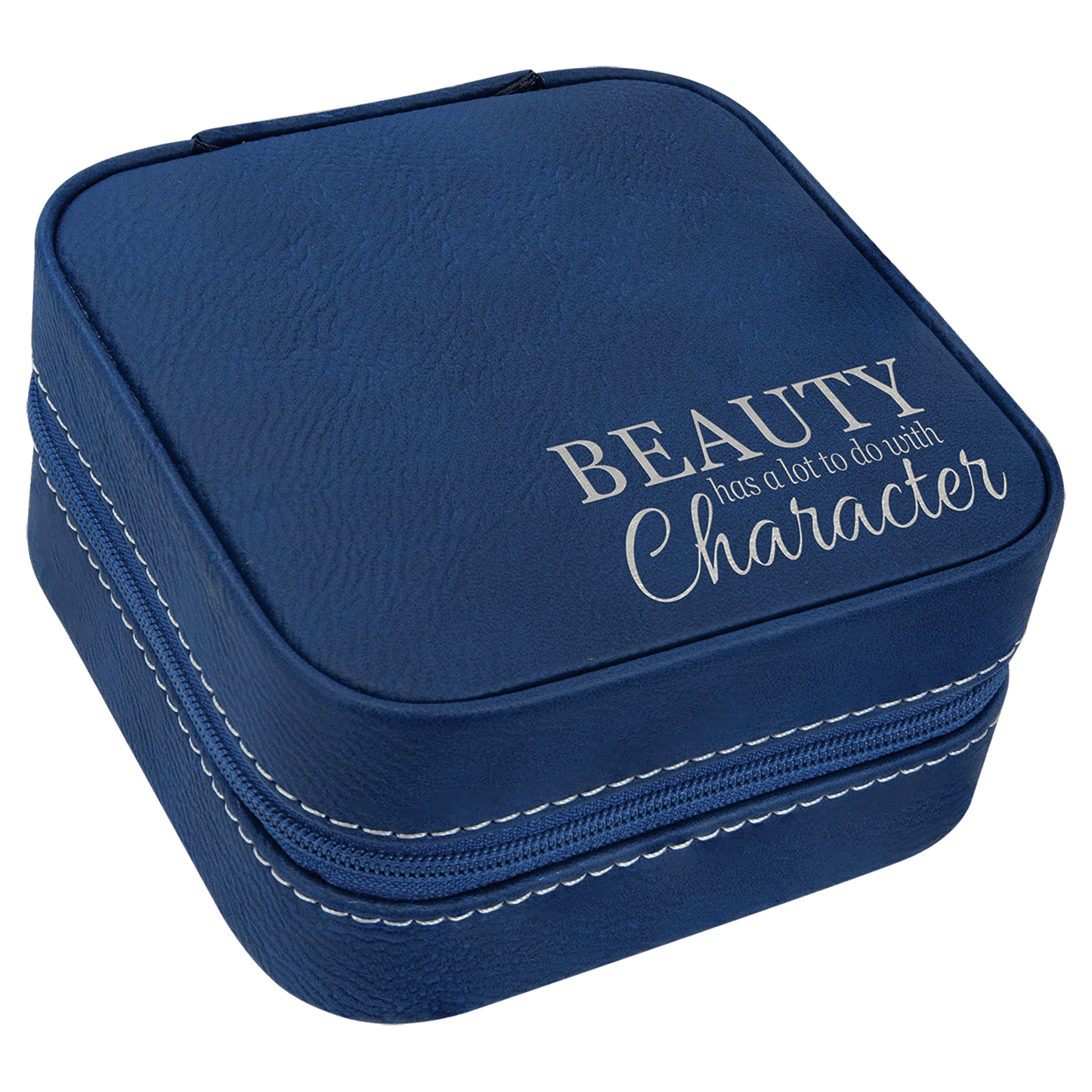 4" X 4" Laserable Leatherette Travel Jewelry Box with Black Lining