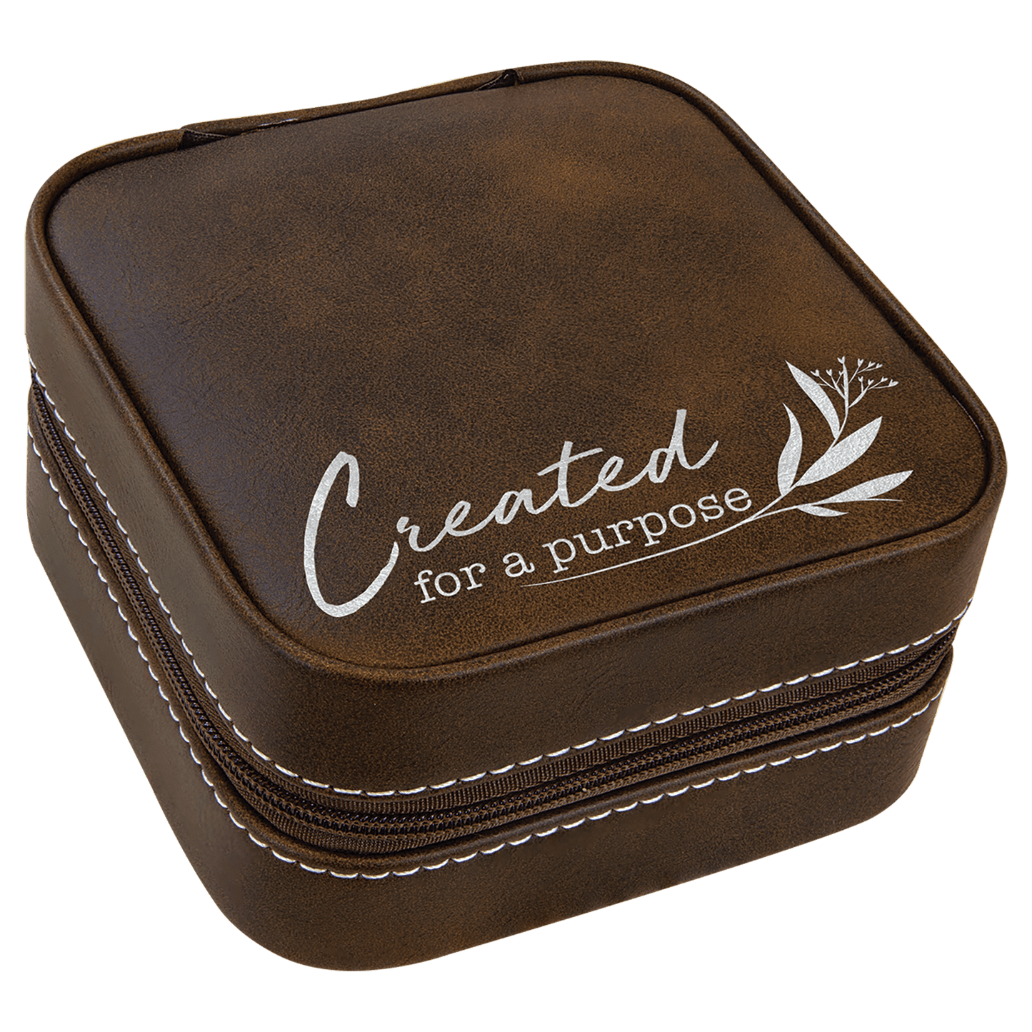 4" X 4" Laserable Leatherette Travel Jewelry Box with Black Lining