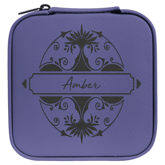 4" X 4" Laserable Leatherette Travel Jewelry Box with Black Lining