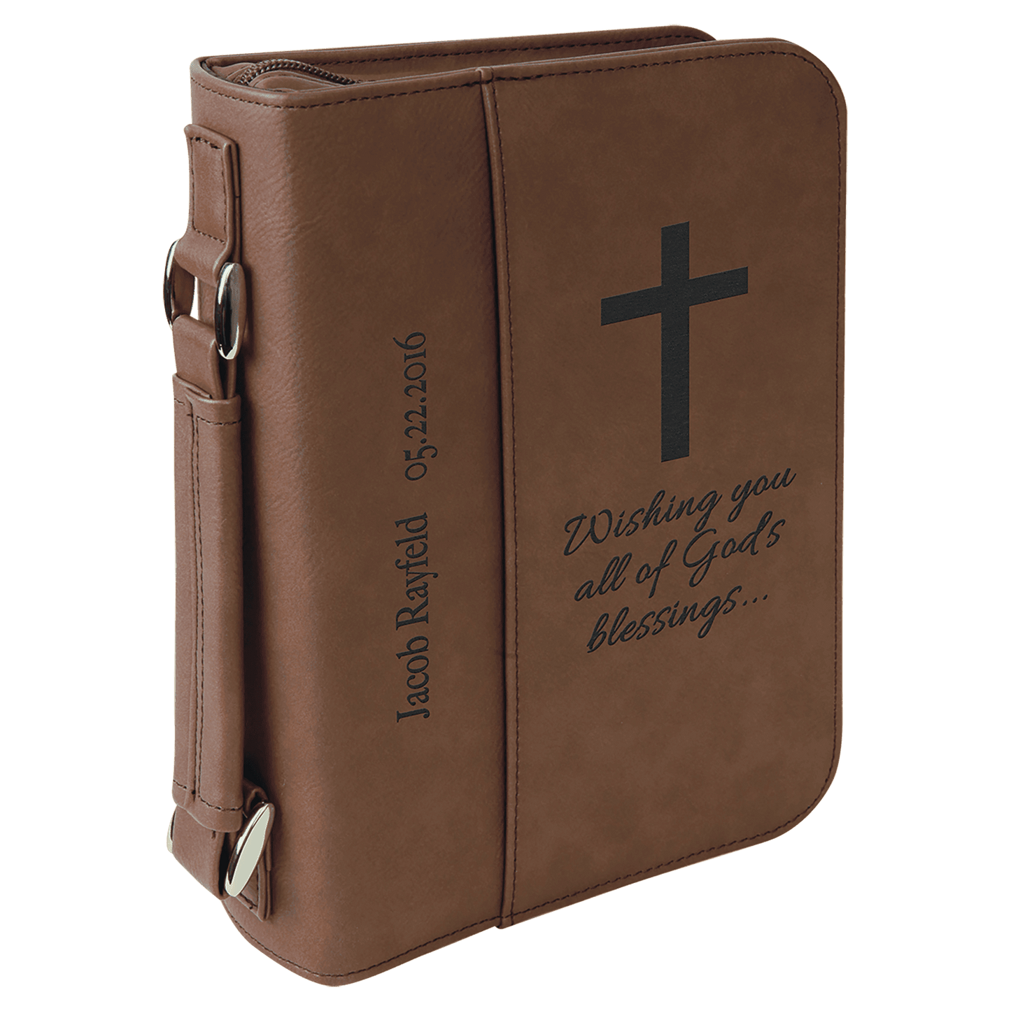 6 3/4" x 9 1/4" Leatherette Book/Bible Cover with Handle & Zipper