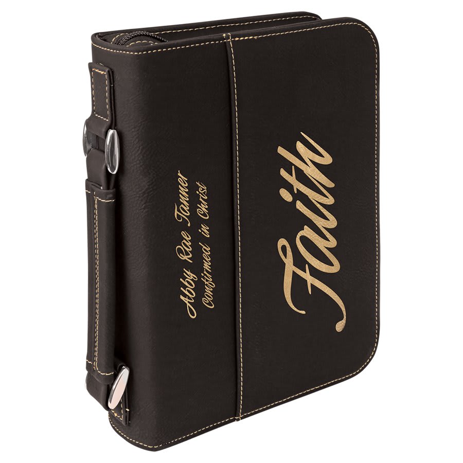 6 3/4" x 9 1/4" Leatherette Book/Bible Cover with Handle & Zipper