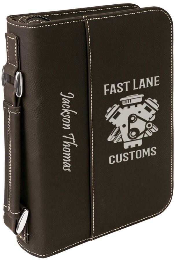 6 3/4" x 9 1/4" Leatherette Book/Bible Cover with Handle & Zipper