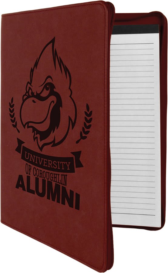 9 1/2" x 12" Zipper Laserable Leatherette Portfolio with Notepad