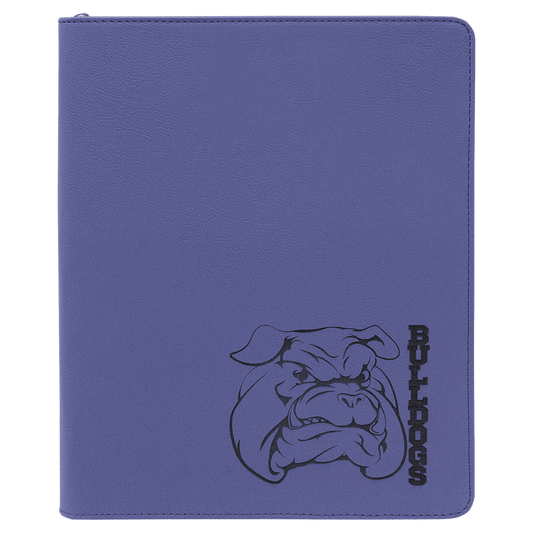 9 1/2" x 12" Zipper Laserable Leatherette Portfolio with Notepad