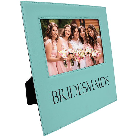 5" x 7" Teal Leatherette Photo Frame with 4 1/4" x 8 7/8" Engraving Area