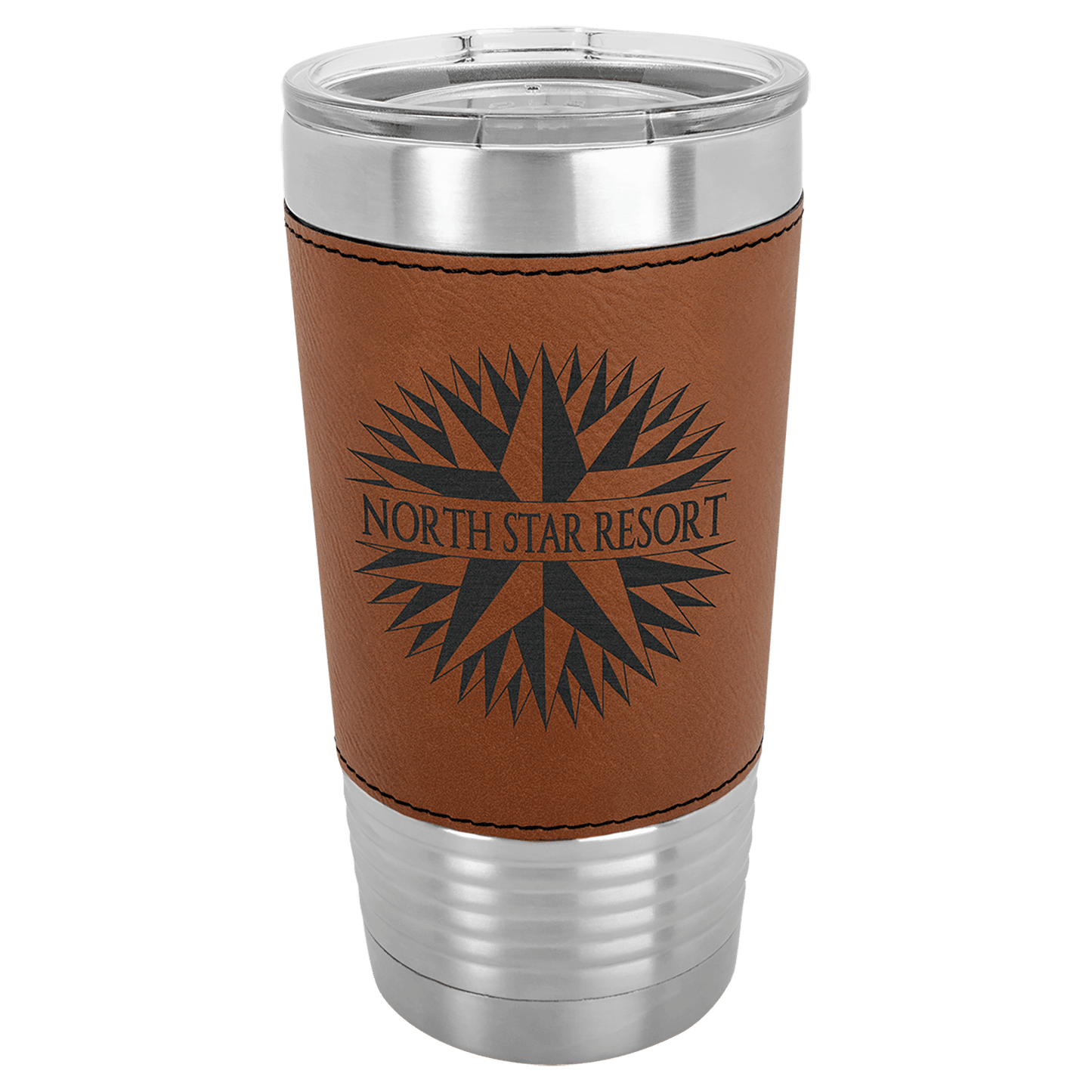 Polar Camel 20 oz. Laserable Leatherette Tumbler with Clear Lid